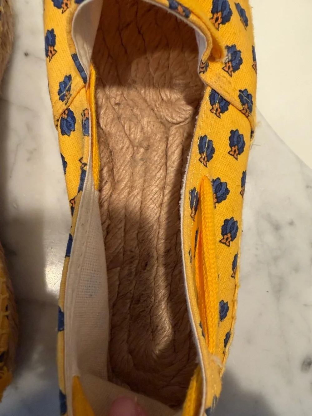 Yellow Floral Espadrille Flats with Ankle Tie